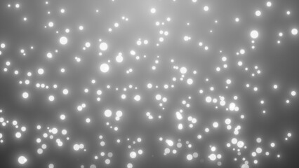Monochrome White Particles Falling Against Bright Gray Gradient