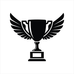 Ultimate victory winged trophy award champion vector icon