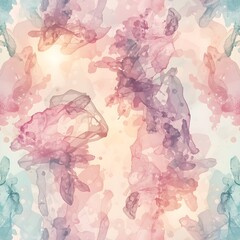 Pastel watercolor cloud abstract seamless pattern 