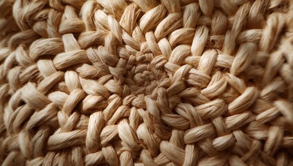 Close-up of woven natural fibers in a braided pattern, suited for eco-friendly decor or crafting, emphasizing texture and sustainability
