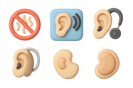 Hearing aid icon set for communication and accessibility design projects