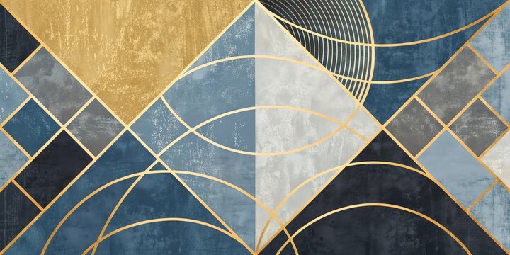 Elegant modern geometric mosaic background with golden lines