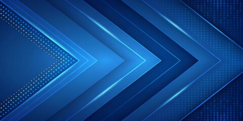 Modern abstract blue geometric background with glowing chevrons