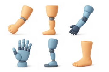 Collection of colorful prosthetic limb icons for healthcare and technology design projects