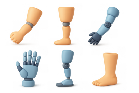 Collection of colorful prosthetic limb icons for healthcare and technology design projects - Powered by Adobe