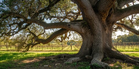 Fototapeta premium Nest of storks with family on a tree branch, illustrating seasonal migration and nesting behaviors, Earth Day