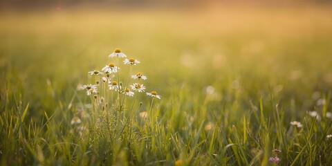 Fototapeta premium White camomile flowers in a plain background used as a calming herbal tea ingredient, emphasizing natural remedies