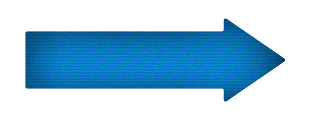 Horizontal blue long arrow icon pointing right with a subtle, repeating denim or woven textile texture