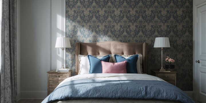 Red mug filled with hot chocolate topped with marshmallows and a candy cane, seasonal beverage for Christmas holiday