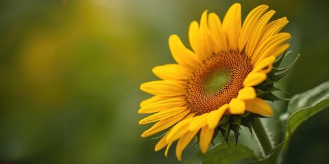 Fototapeta premium Sunflower flower in full bloom under summer sunlight macro photography, emphasizing natural floral textures
