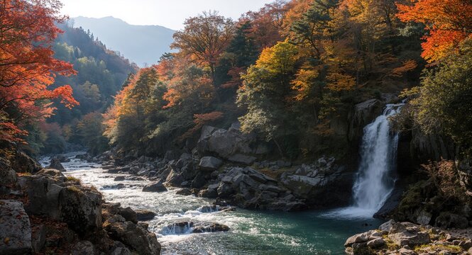 Falling autumn leaves on a forest floor, seasonal change awareness day - Powered by Adobe