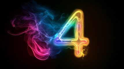 Bold number 4 in glowing rainbow tones