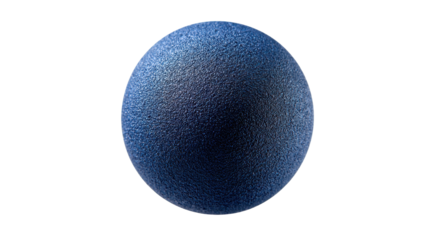 Blue navy textured sphere with a granular, rough matte surface, 3d rendered orb suggesting technology, innovation and futuristic design on a transparent background, png