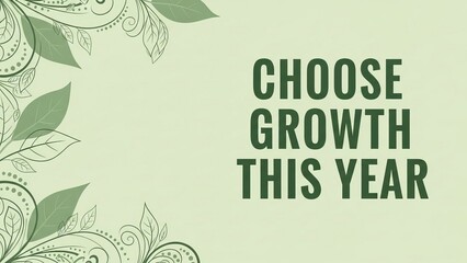 Choose growth this year text with green floral corner design on a light green background image art