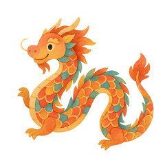 Obraz premium Mythical Vietnamese Dragon (Orange & Gold)