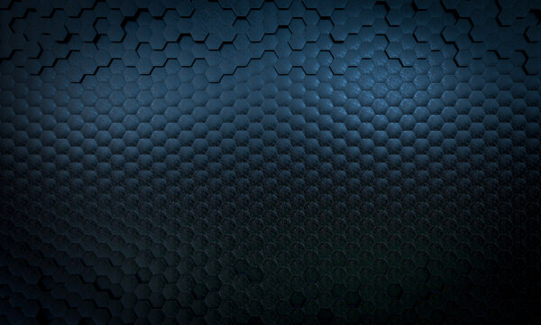 Dark blue hexagon pattern abstract 3d