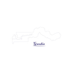Gambia map icon blue outline style