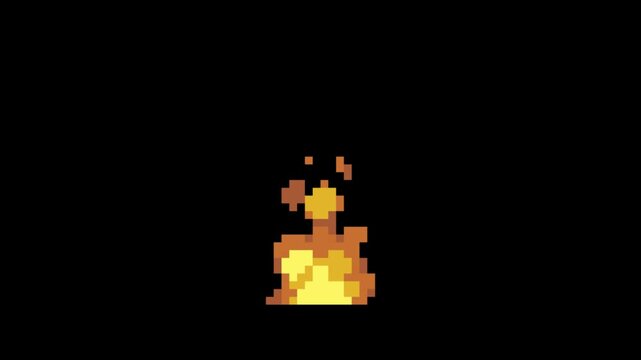 fire flame idle animation in pixel art style with black background