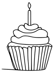 Cupcake with candle - birthday outline icon