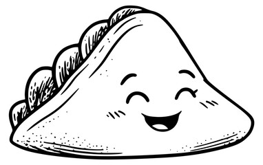 Cute smiling empanada line art