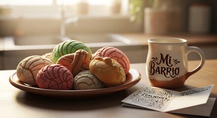 Pan Dulce and "Mi Barrio" Hand-Lettered Cup — Chicano Kitchen Still Life