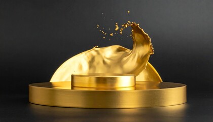 Golden splash erupting from golden podium.