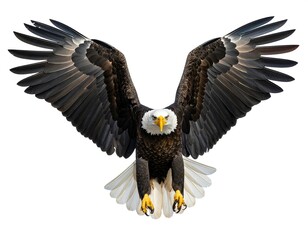 Obraz premium Majestic bald eagle soaring with open wings, capturing freedom and strength