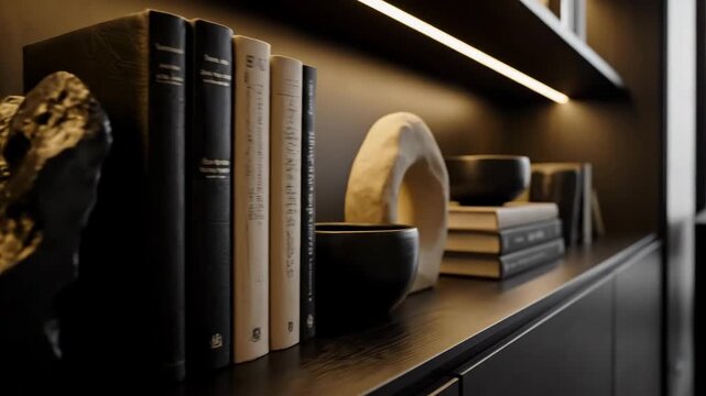 Aesthetic Decoration Inside The Modern Office With Books And Decorative Elements Displayed