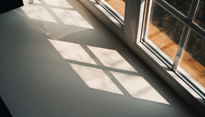 Obraz premium Sunlight casting diamond shaped shadows across a white surface next to a window