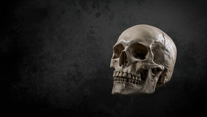 Facsimile of a human skull, used as a medical reference for anatomical study.