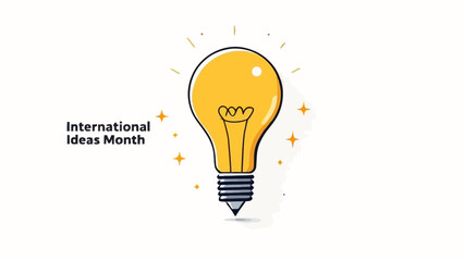 International Ideas Month illustration with a light bulb on a white background.