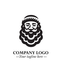 Santa Claus Logo Symbol in Black on White Background for Classic Holiday Branding and Design ArtPlus