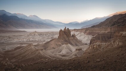 Naklejka premium Moon Valley landscape in Bolivia featuring rugged geology and erosion, highlighting natural landforms and geological processes, Earth Day