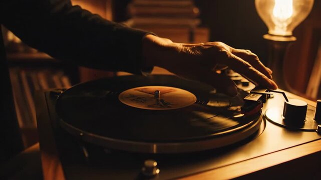 Aesthetic Turntable Performance Showcasing Vinyl Record Music And Retro Vibe