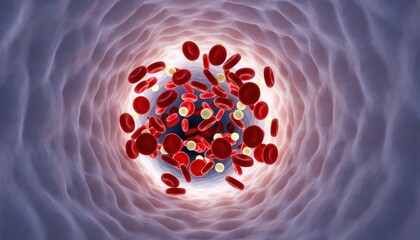 Microscopic View of Blood Clot Formation Inside a Vein or Artery.