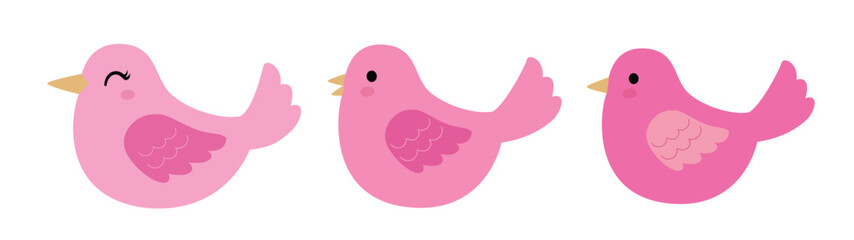 Set of Valentine pink love birds flat vector illustration.
Happy Valentine's Day.
For greeting card, poster, banner, leaflet.