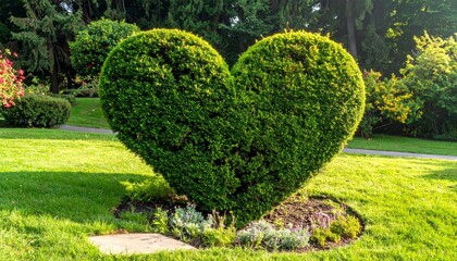 Heartshaped bush in a sunny garden.