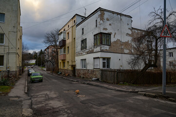 city ​​street urban landscape rain autumn