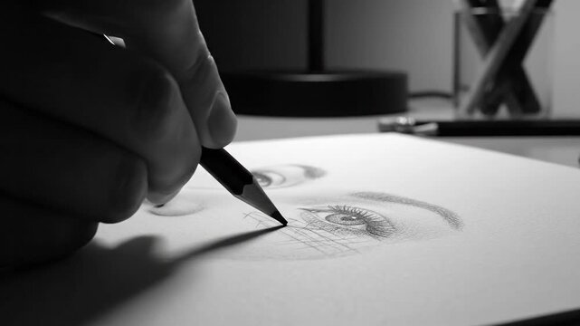 Creation Of A Realistic Eye, Revealing Artistic Process And Skillful Pencil Work