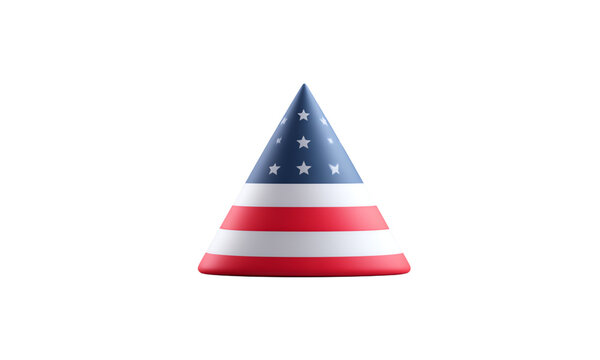 A vibrant American-themed party hat representing celebration and patriotism.