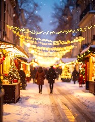 Obraz premium Christmas City Lights on a Festive Winter Evening