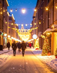 Obraz premium Christmas City Lights on a Festive Winter Evening