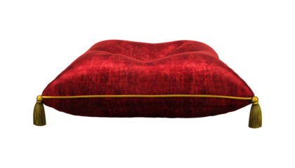 Royal Pillow: This regal cushion exudes an aura of luxury and comfort, adorned with a rich red hue and gold accents, inviting you to indulge in its opulence.