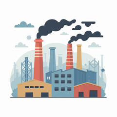 Obraz premium Industrial factory with smokestacks emitting pollution into the atmosphere.