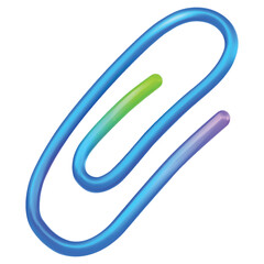 3D metallic paper clip icon isolated on white background. Office supply design symbol. Colorful vector illustration