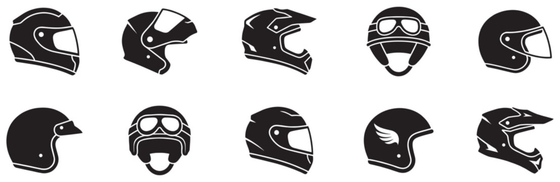 Moto helmet icons. Racing helmet Motorcycle helmet vector icon set. Racing helmet vector illustration. EPS 10	
