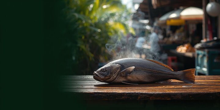Wooden tray with a circular shape on a white surface, designed for food presentation or serving purposes
