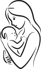 Naklejka premium Mother holding baby vector illustration showcasing maternal love and tender family connection