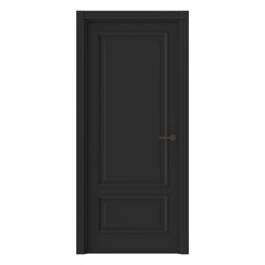 Elegant black interior door with classic panel design and bronze handle