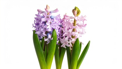 Fototapeta premium Hyacinth Flowers with Purple and Pink, and White BG.